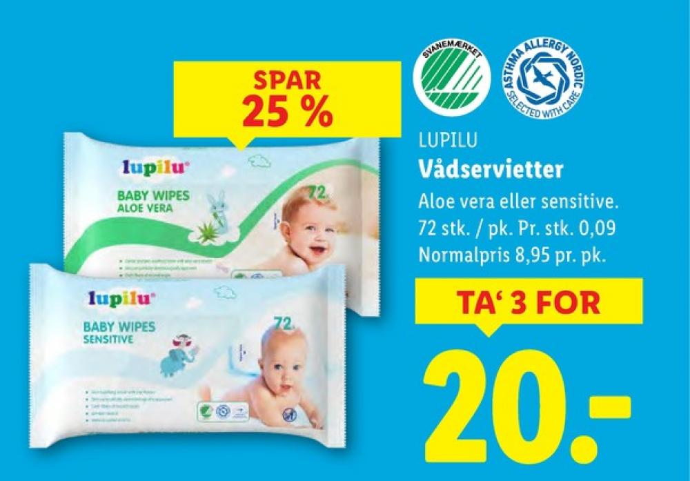 Lupilu, Vådservietter