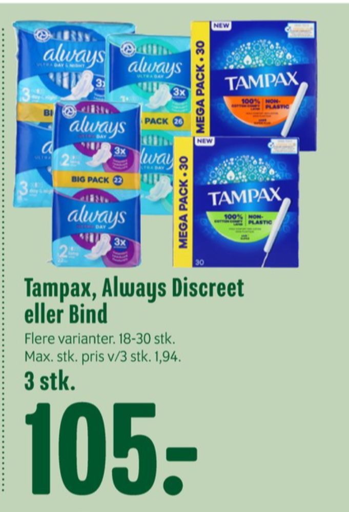 Tampax, Tamponer