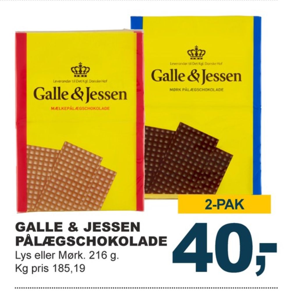 Galle & Jessen, Pålægschokolade Mørk