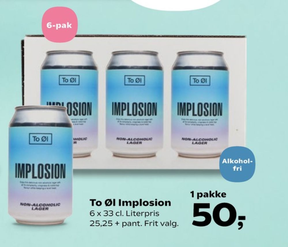 To Øl Implosion, Øl - Alkoholfri 6 pk.