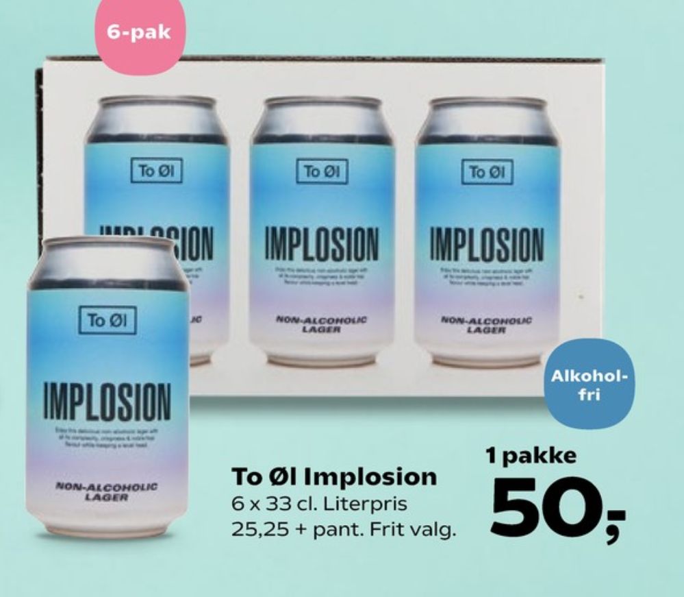 To Øl Implosion, Øl - Alkoholfri 6 pk.
