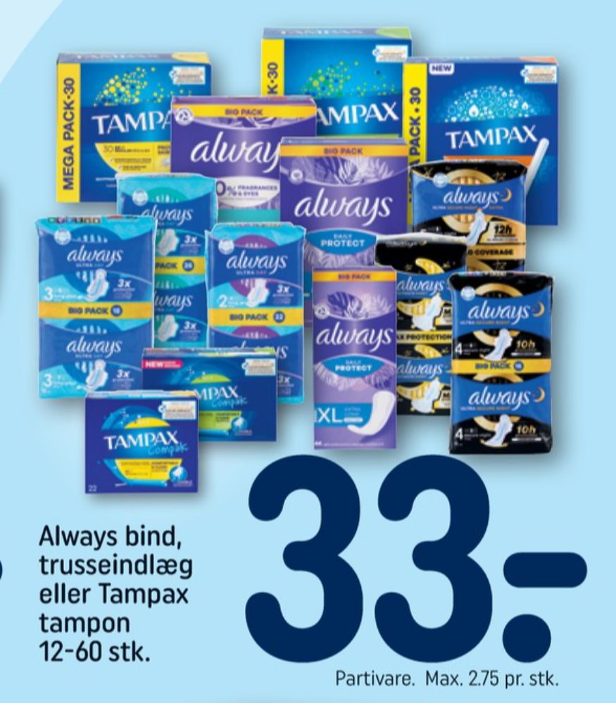 Tampax, Tamponer