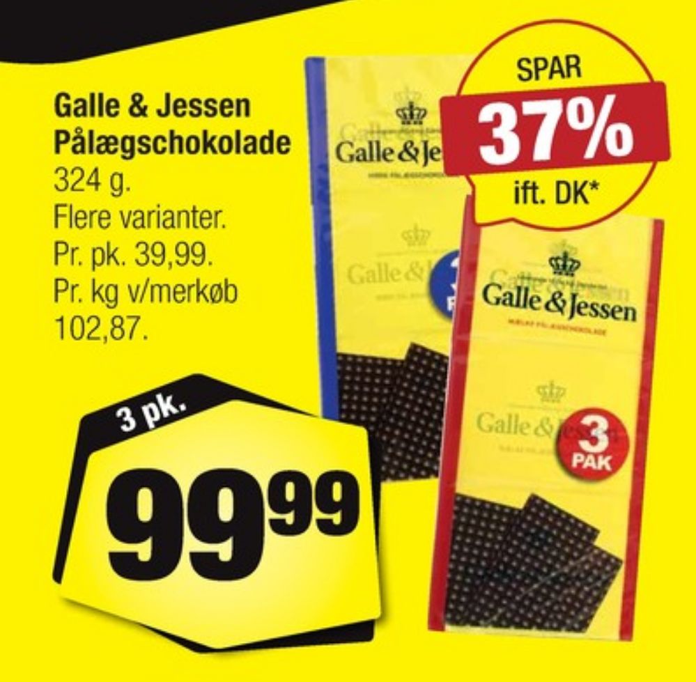 Galle & Jessen, Pålægschokolade Mørk
