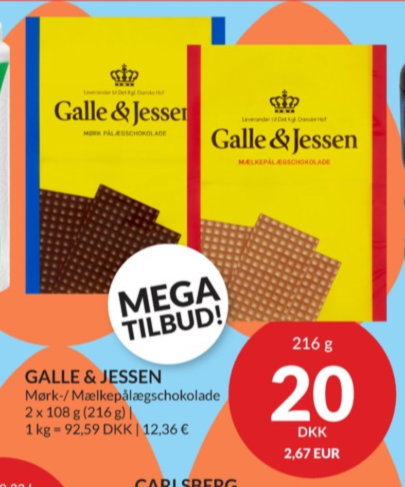 Galle & Jessen, Pålægschokolade Mørk
