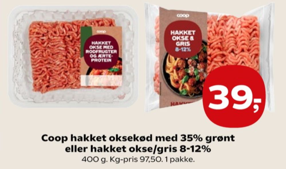 Coop, Hakket oksekød med rodfrugter & ærteprotein