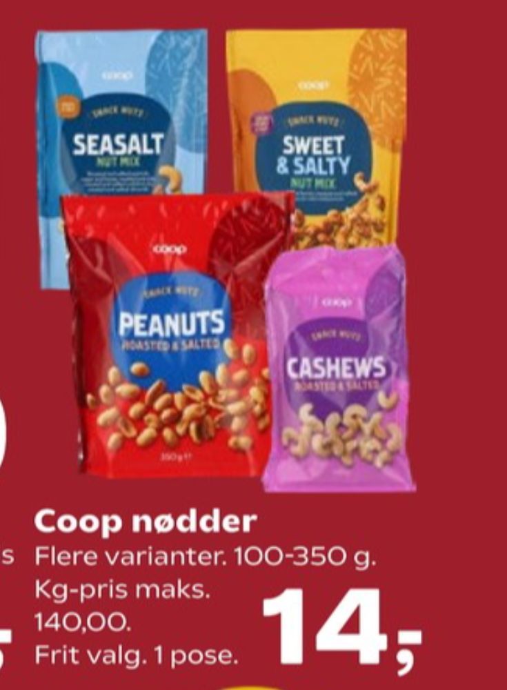 Coop, Peanuts ristede og saltede