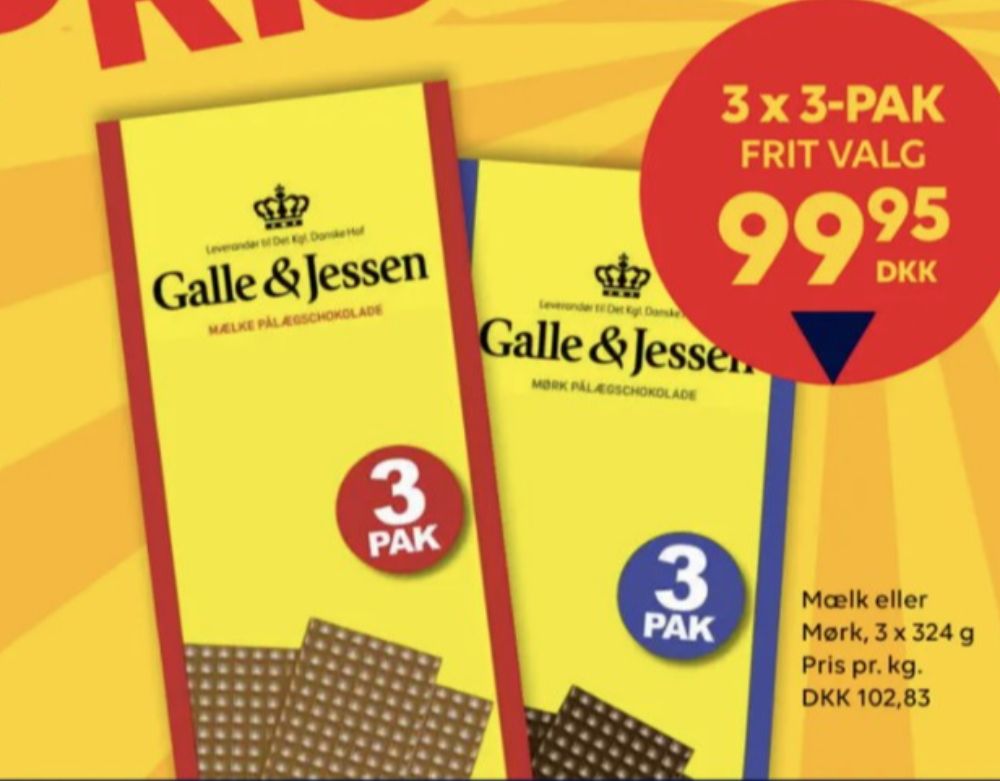 Galle & Jessen, Pålægschokolade Mælk
