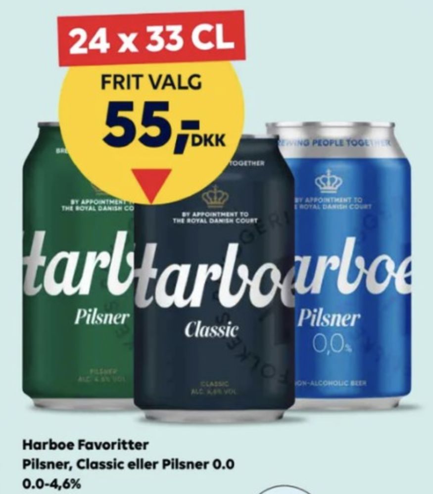 Harboe Pilsner 0,0%, Øl - Alkoholfri 24 pk.