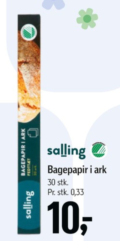 Salling, Bagepapir