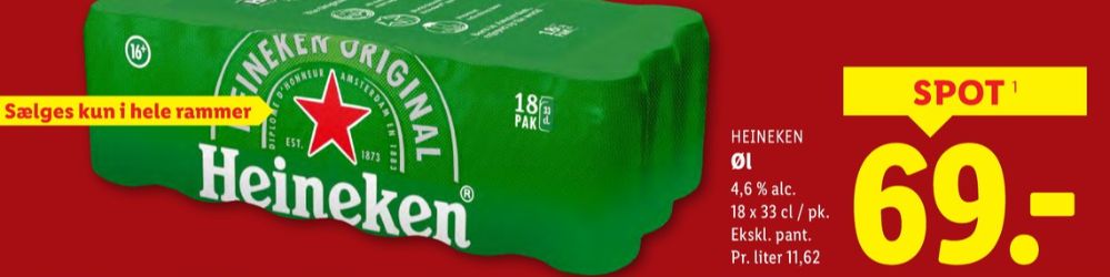 Heineken, Øl 18 pk.