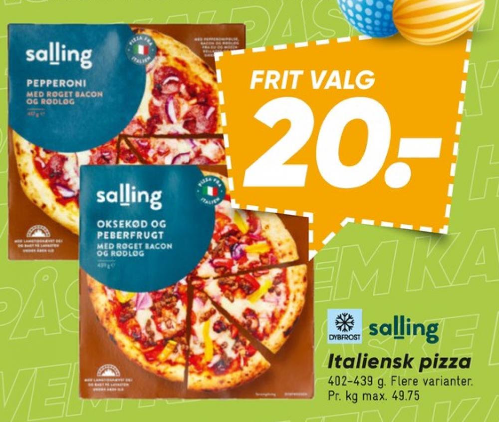 Salling, Oksekød og peberfrugt røget bacon rødløg pizza