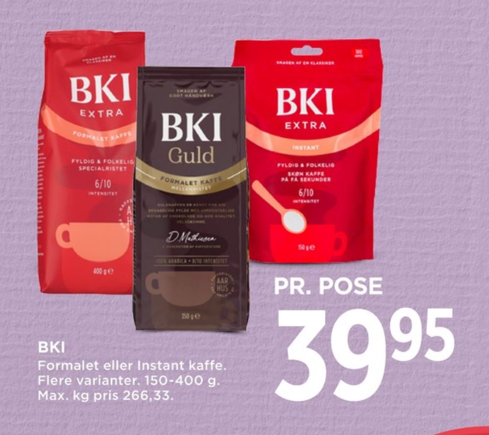 BKI Extra Specialristet, Kaffe Formalet