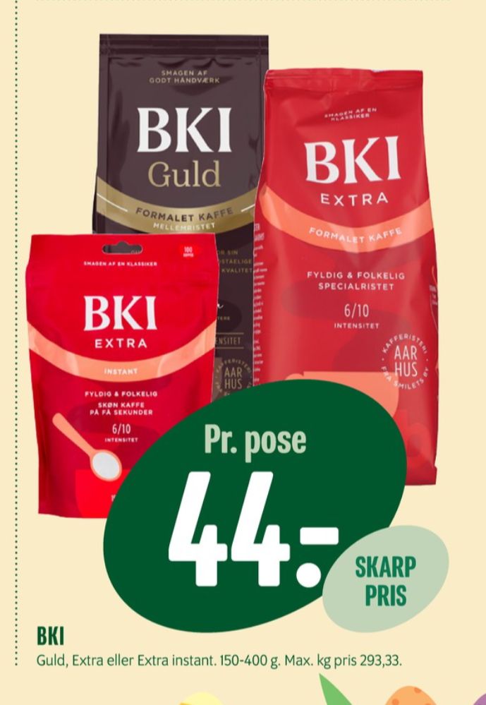 BKI Extra Specialristet, Kaffe Formalet