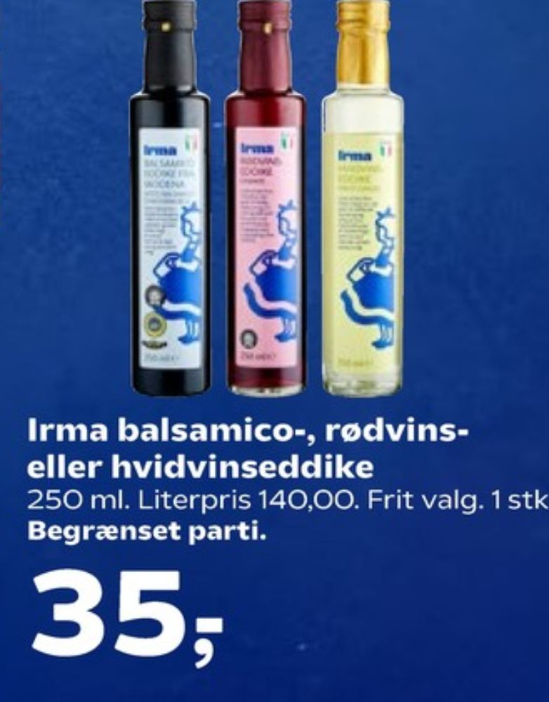 Irmas, Balsamico eddike