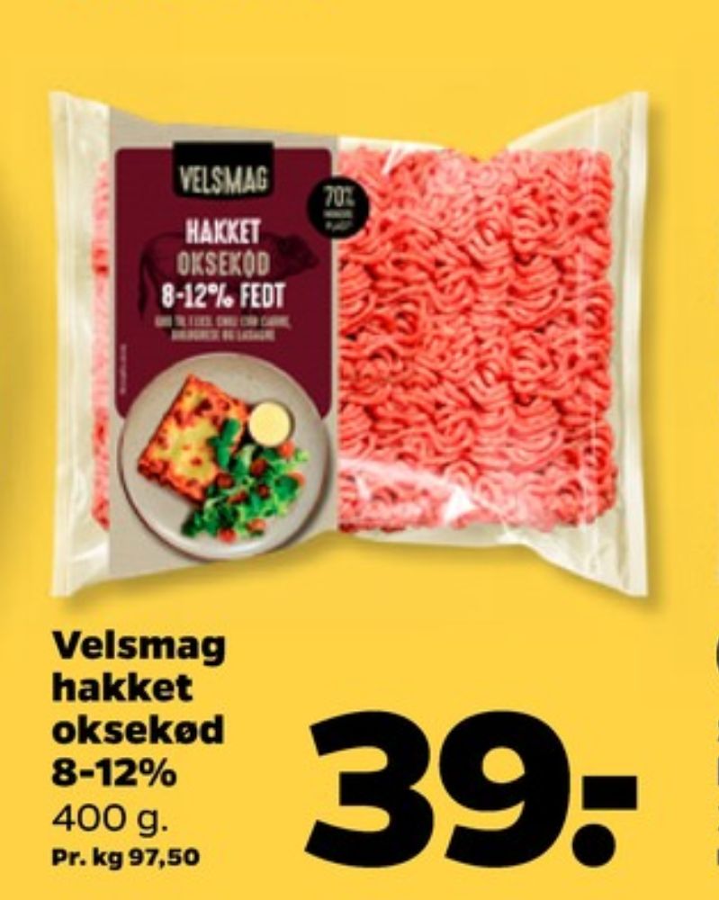 Velsmag, Hakket oksekød 8-12%