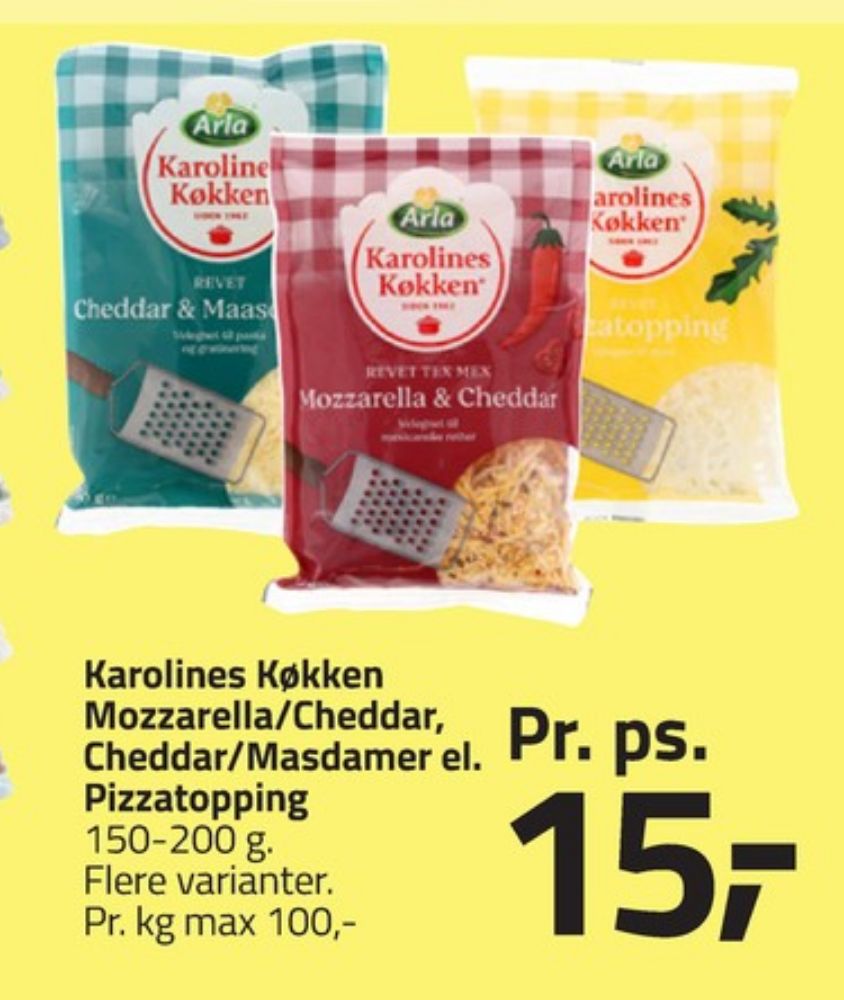 Karolines, Revet ost Mozzarella & Cheddar