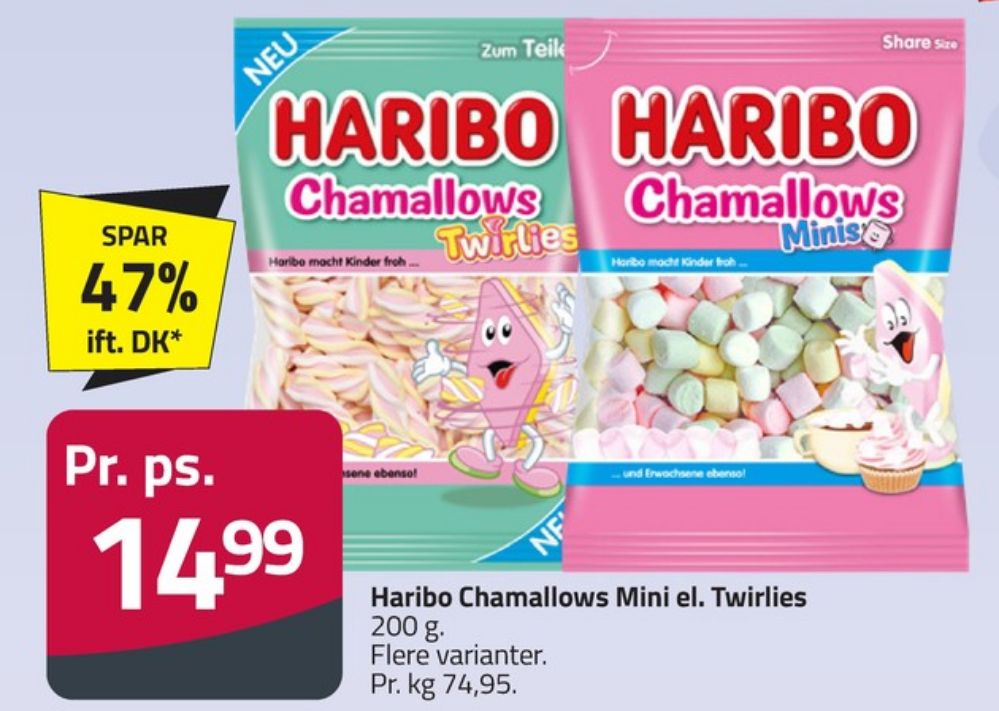 Haribo Chamallows Twirlies, Skum