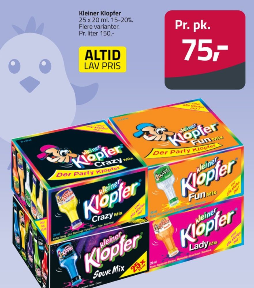 Kleiner Klopfer Lady Mix, Shots