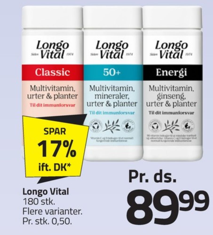 Longo Vital, Vitaminer