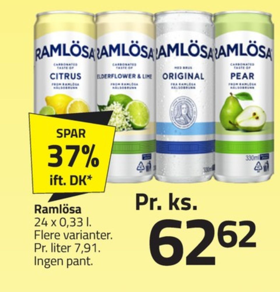 Ramlösa Citrus, Mineralvand med brus 24 pk.