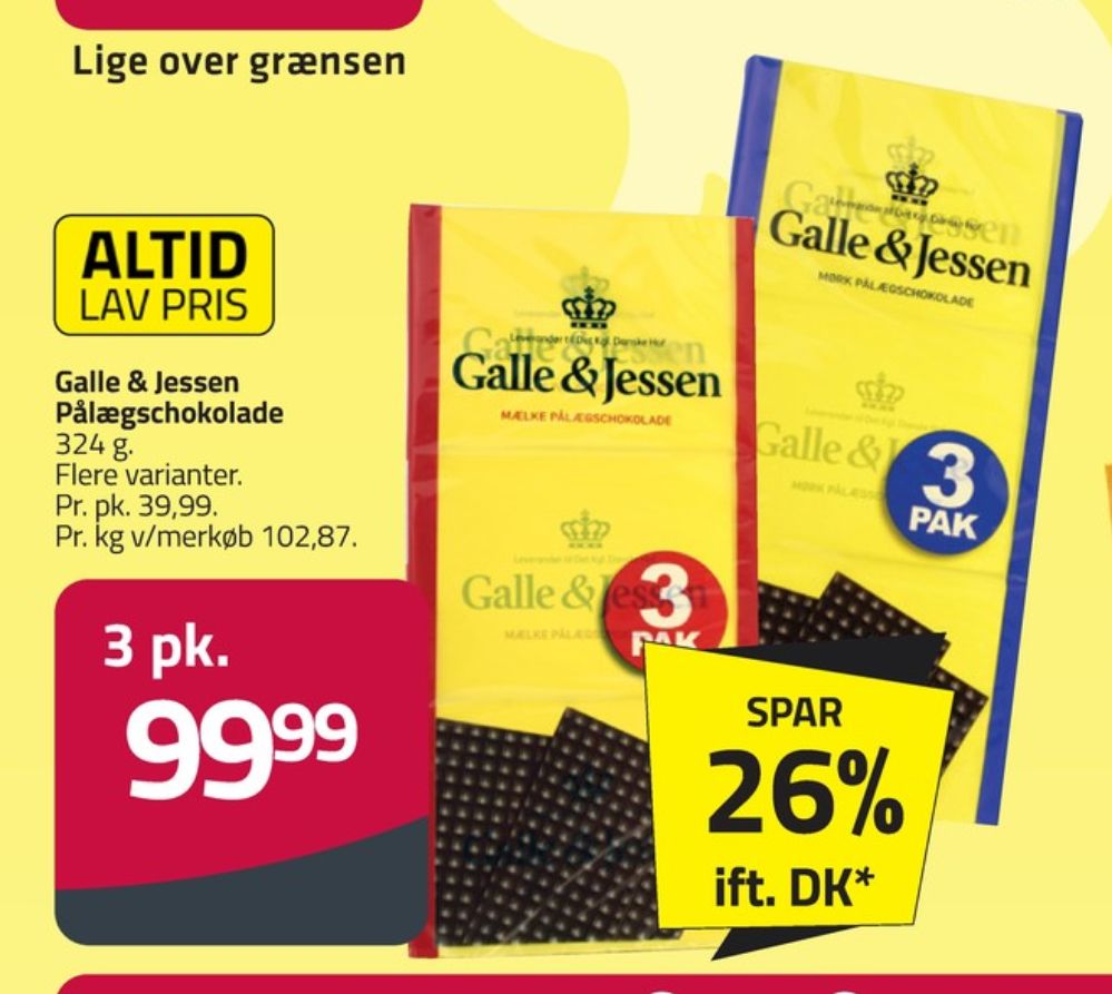 Galle & Jessen, Pålægschokolade Mælk