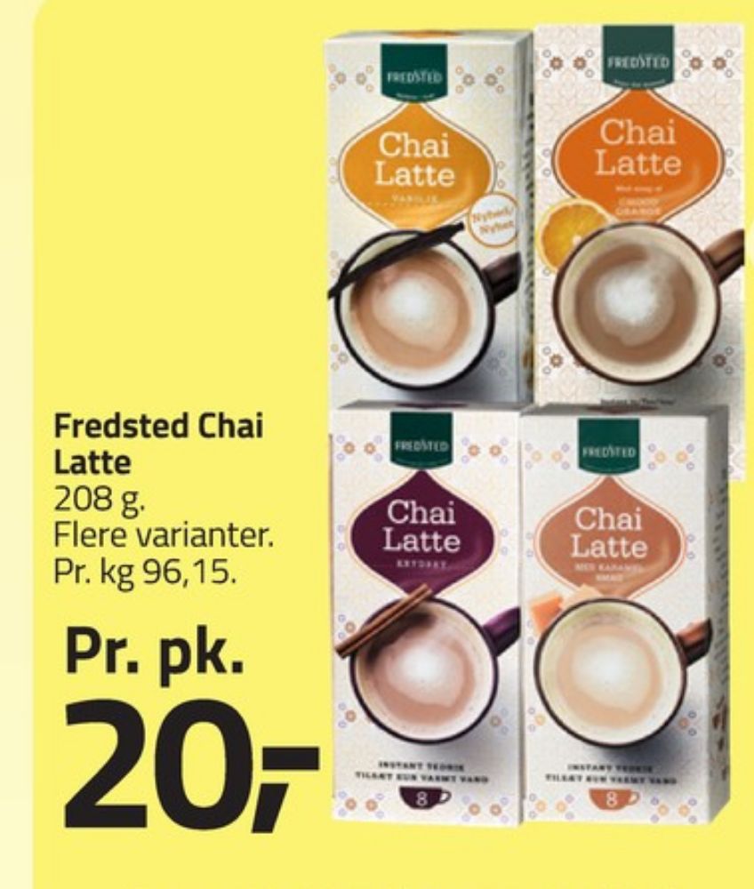 Fredsted Chai Latte, Instant Te Choco Orange