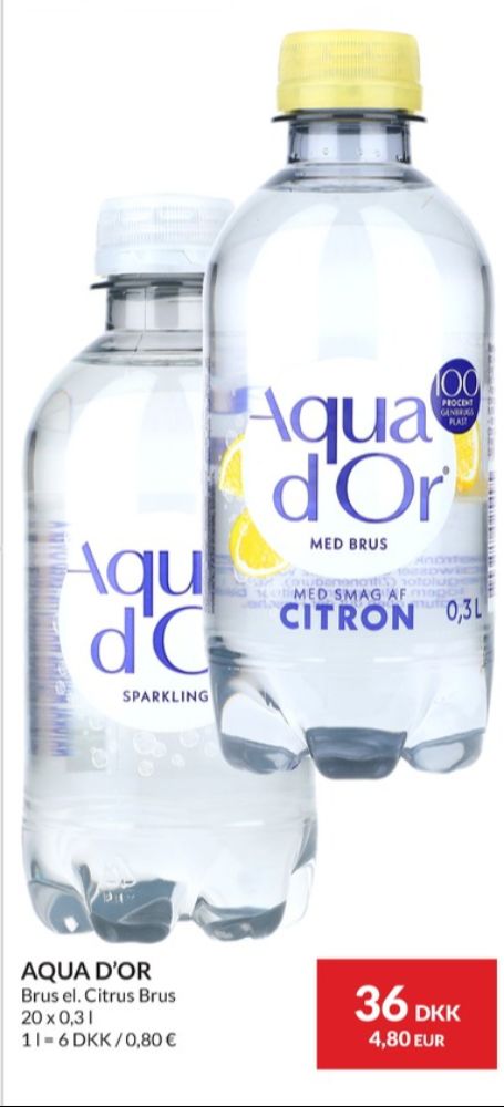 Aqua d'Or, Mineralvand med brus Citron 20 pk.