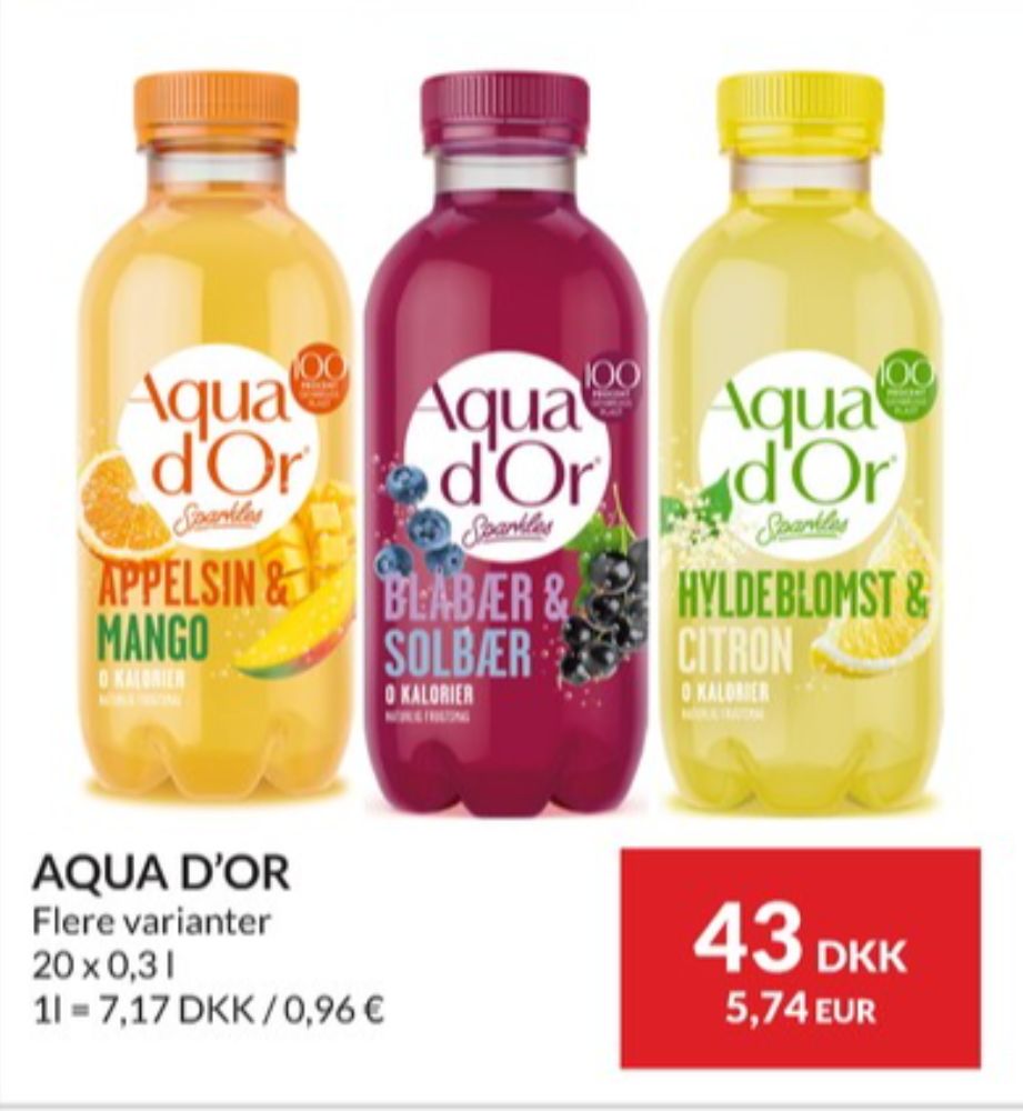 Aqua d'Or Sparkles, Mineralvand med brus hyldeblomst og citron 20 pk.