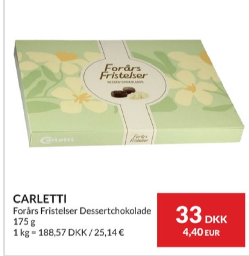 Carletti Forårsfristelser, Dessertchokolade