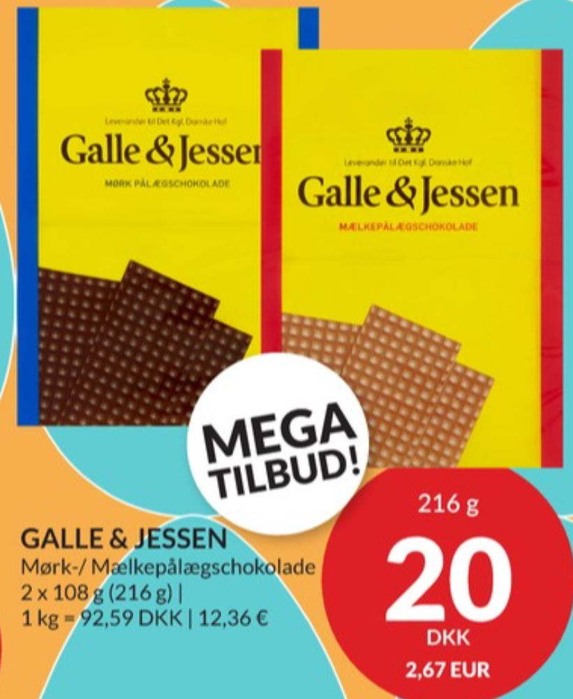 Galle & Jessen, Pålægschokolade Mælk