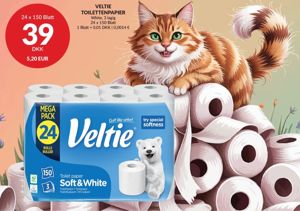 Veltie, Toiletpapir