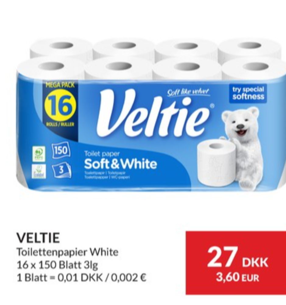 Veltie Soft & White, Toiletpapir