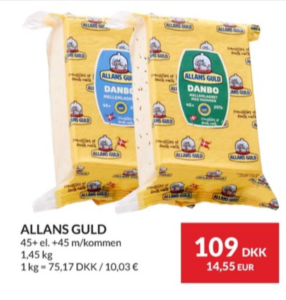 Allans Guld, Skæreost Danbo Mellemlagret Kommen