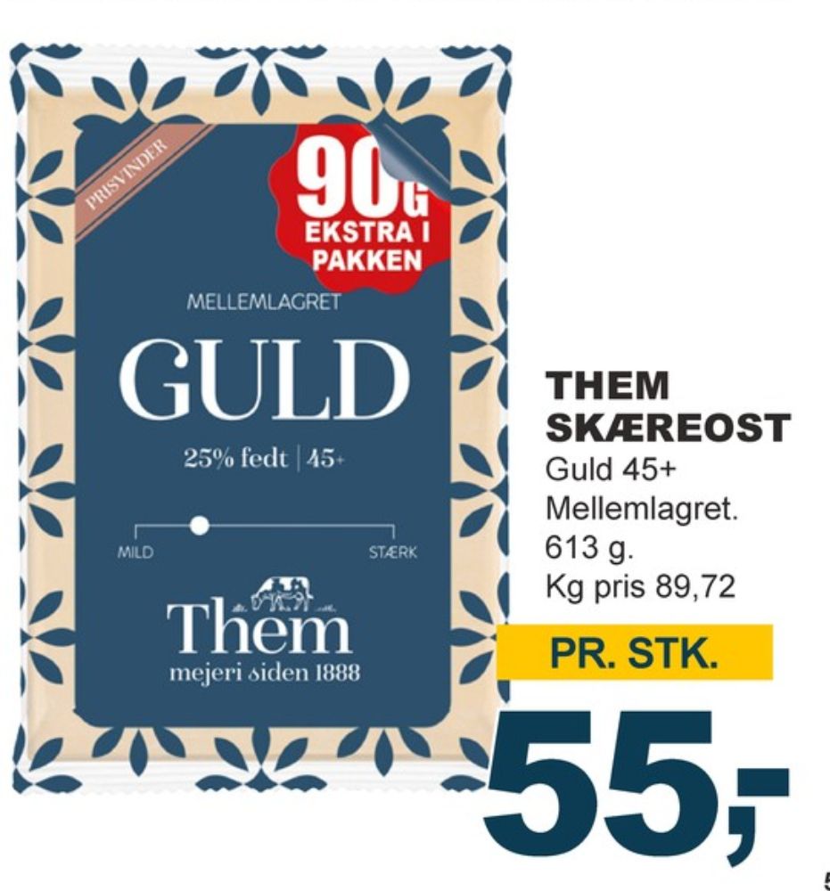 Them Ost, Skæreost Guld mellemlagret 25%