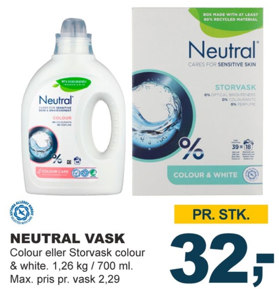 Neutral, Vaskepulver