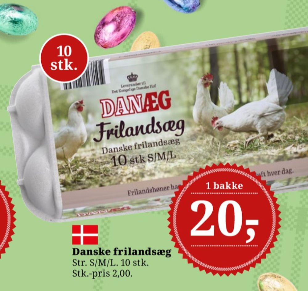 Danæg, Frilandsæg S/M/L