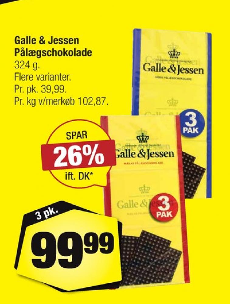 Galle & Jessen, Pålægschokolade Mælk