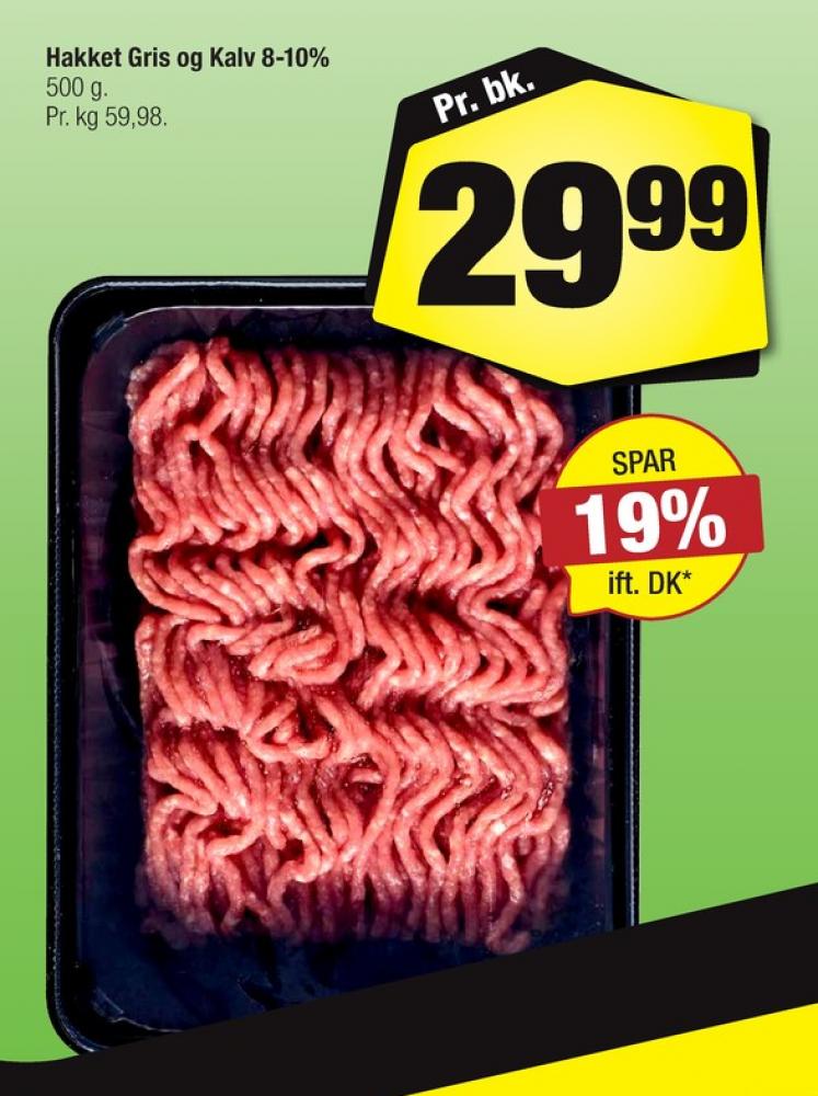 Hakket kalv og grisekød 8-10%