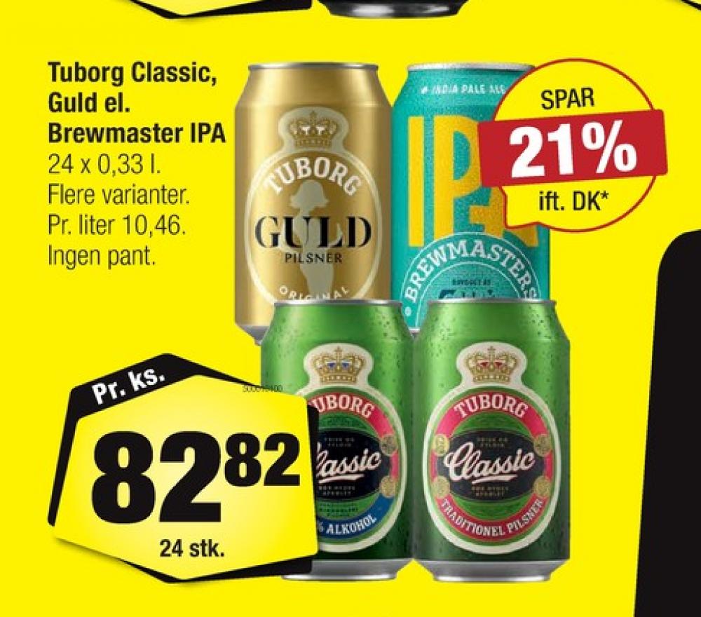 Tuborg Classic 0,0, Øl - Alkoholfri 24 pk.