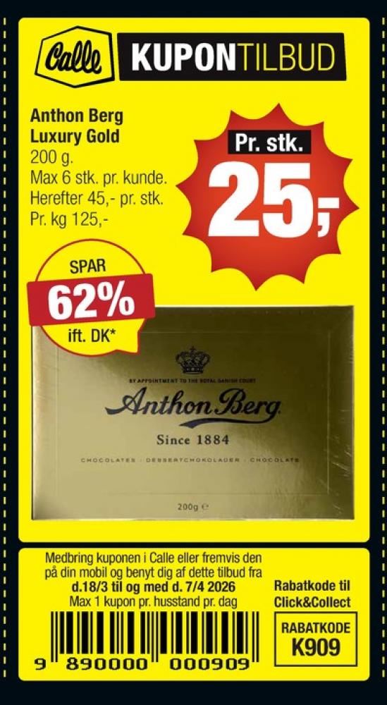 Anthon Berg Guldæske, Dessertchokolade