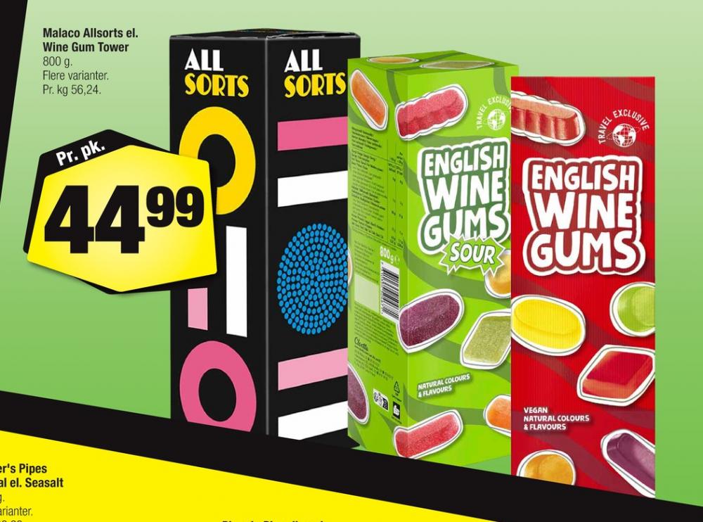 Malaco English Wine Gums Sour, Slikposer