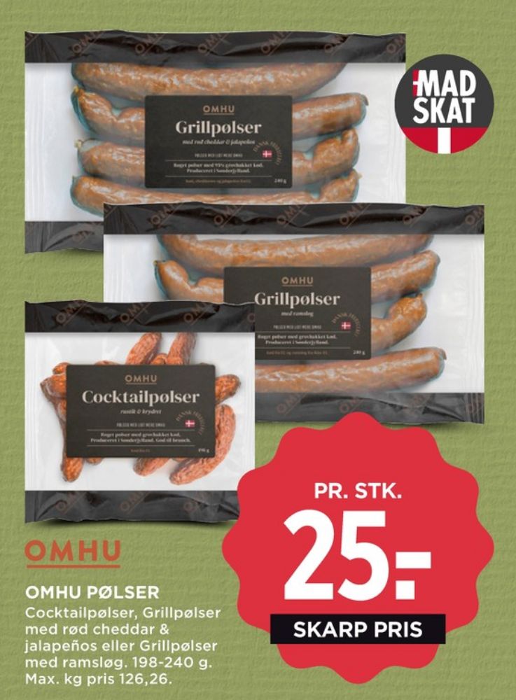 OMHU, Grillpølser med Cheddar & Jalapenos