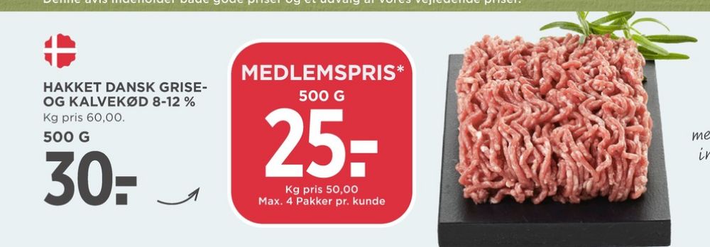 Hakket kalv og grisekød 8-12%