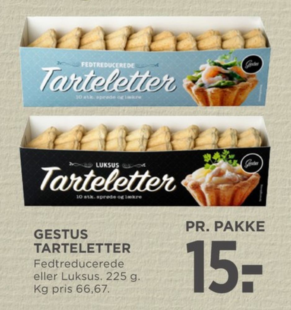 Gestus, Tarteletter Fedtreducerede