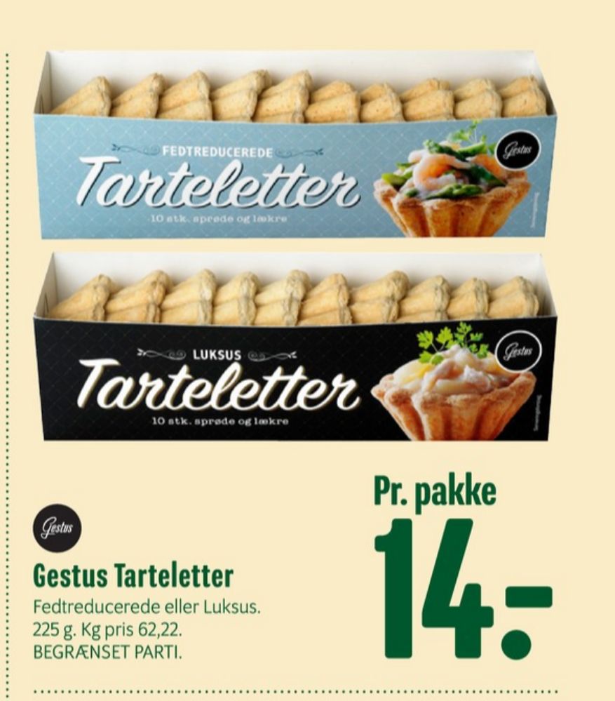 Gestus, Tarteletter Fedtreducerede