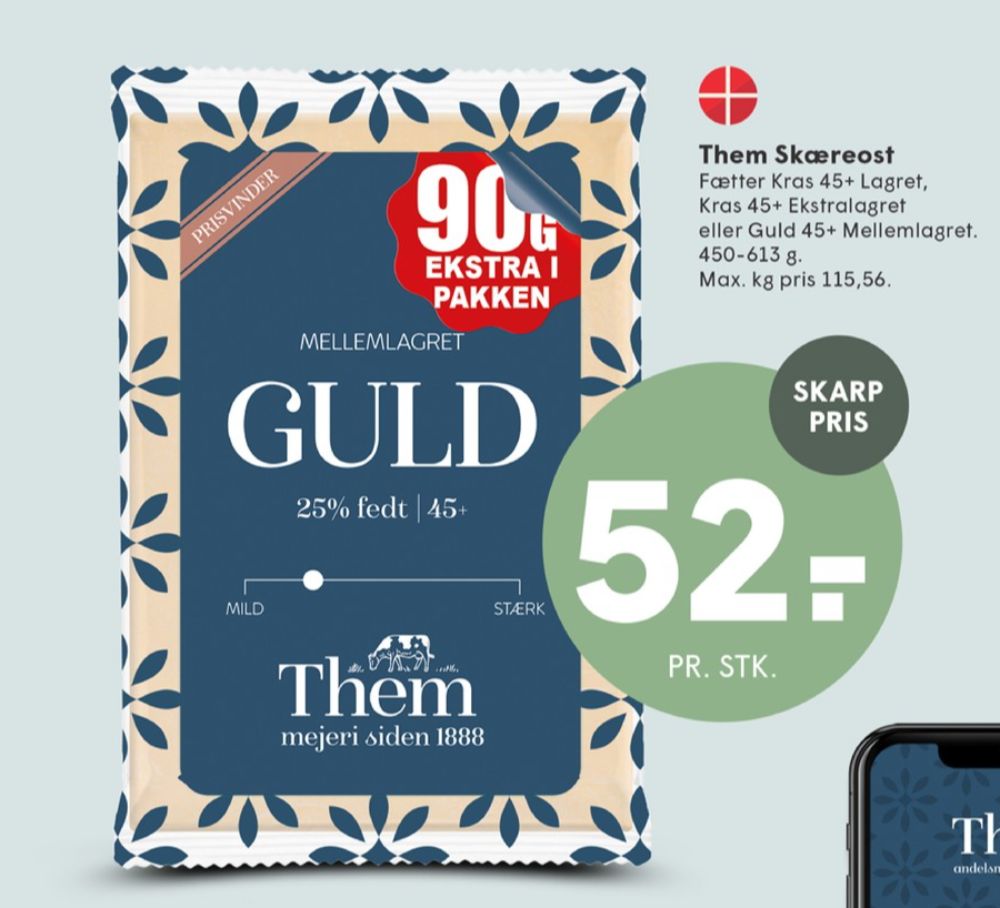 Them Ost, Skæreost Guld mellemlagret 25%