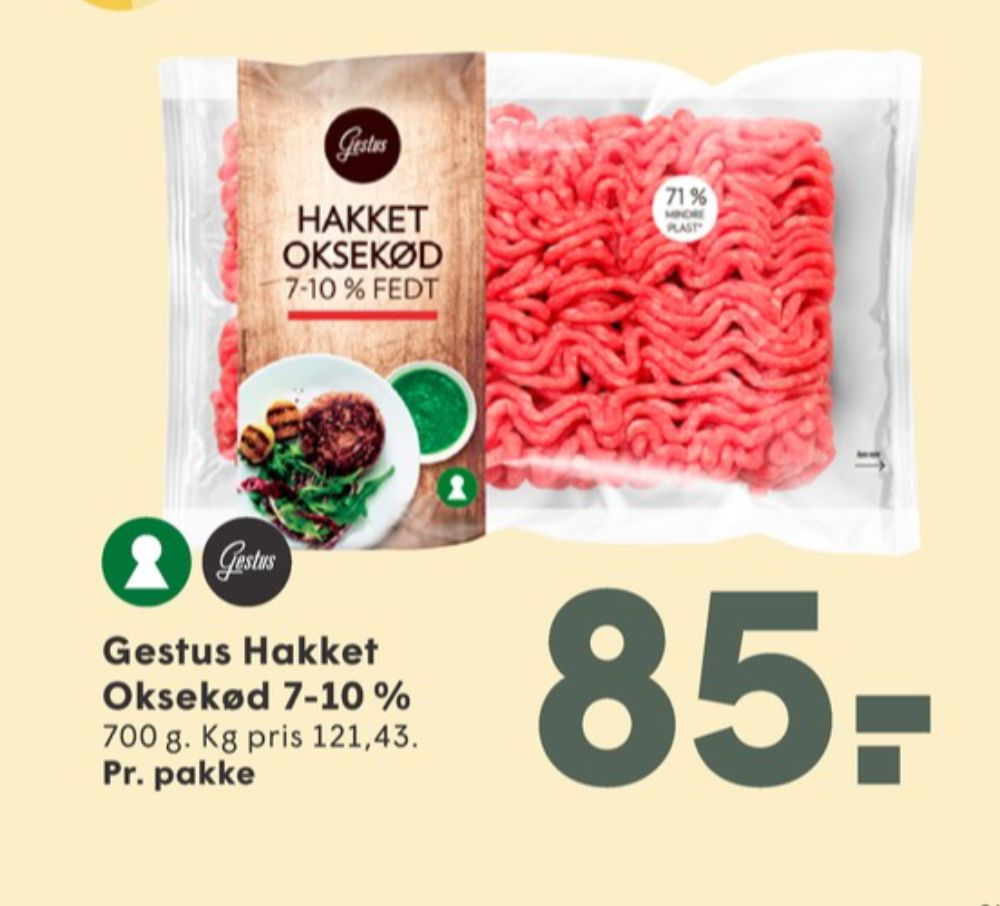Gestus, Hakket oksekød 7-10%