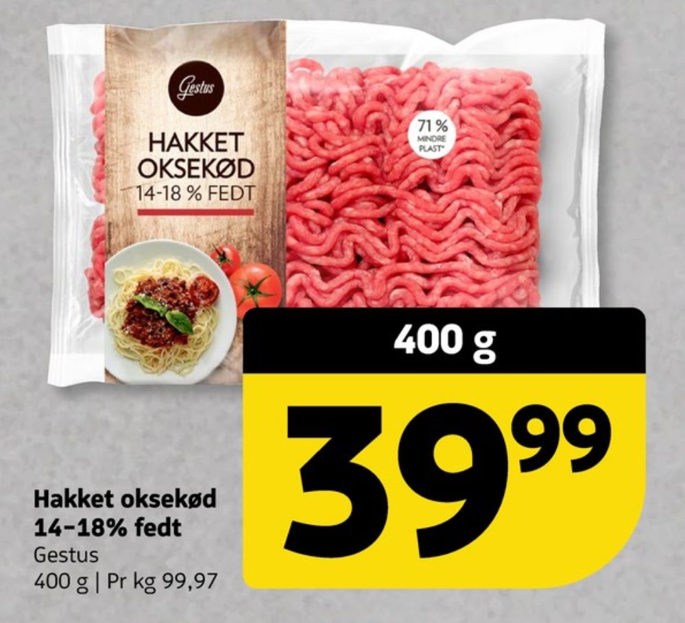 Gestus, Hakket oksekød 14-18%