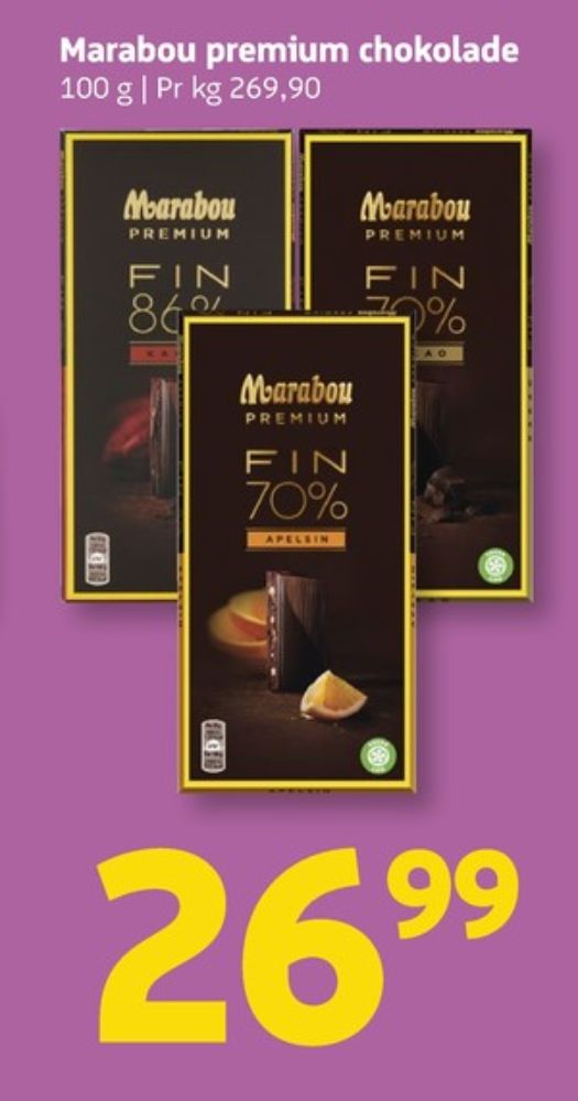 Marabou Premium, Chokoladeplade Fin 70% Kakao