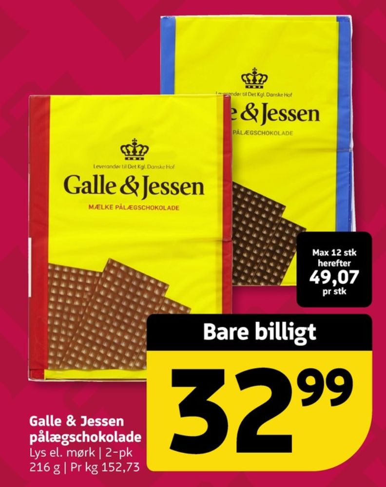 Galle & Jessen, Pålægschokolade Mørk